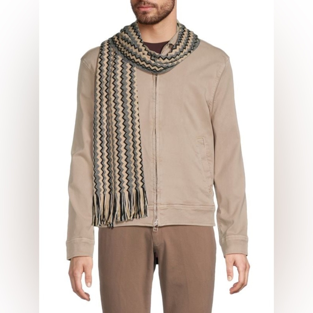 Missoni Men Chevron Wool Blend Scarf.